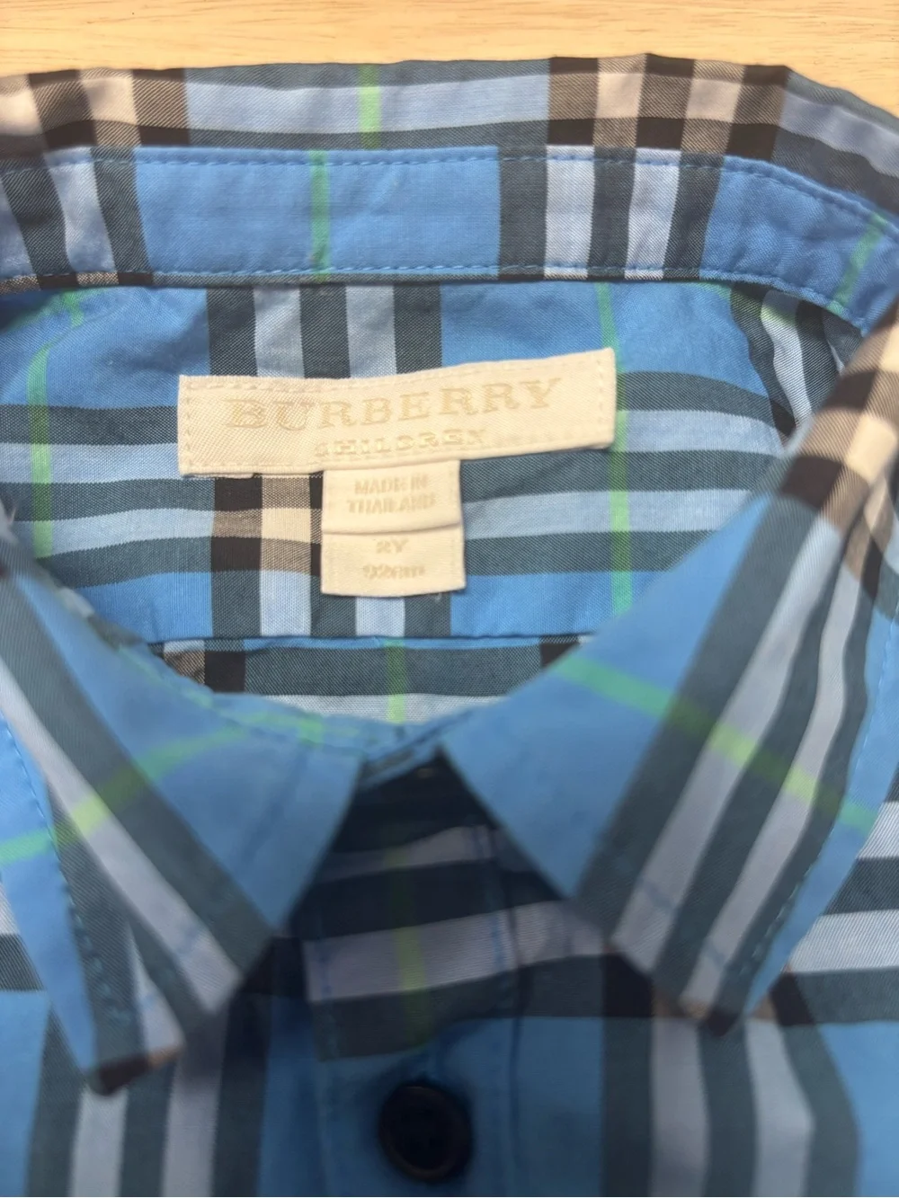 Burberry blue short sleeve plaid button down